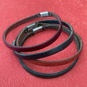 Vtg Italian leather bracelets - set of 4